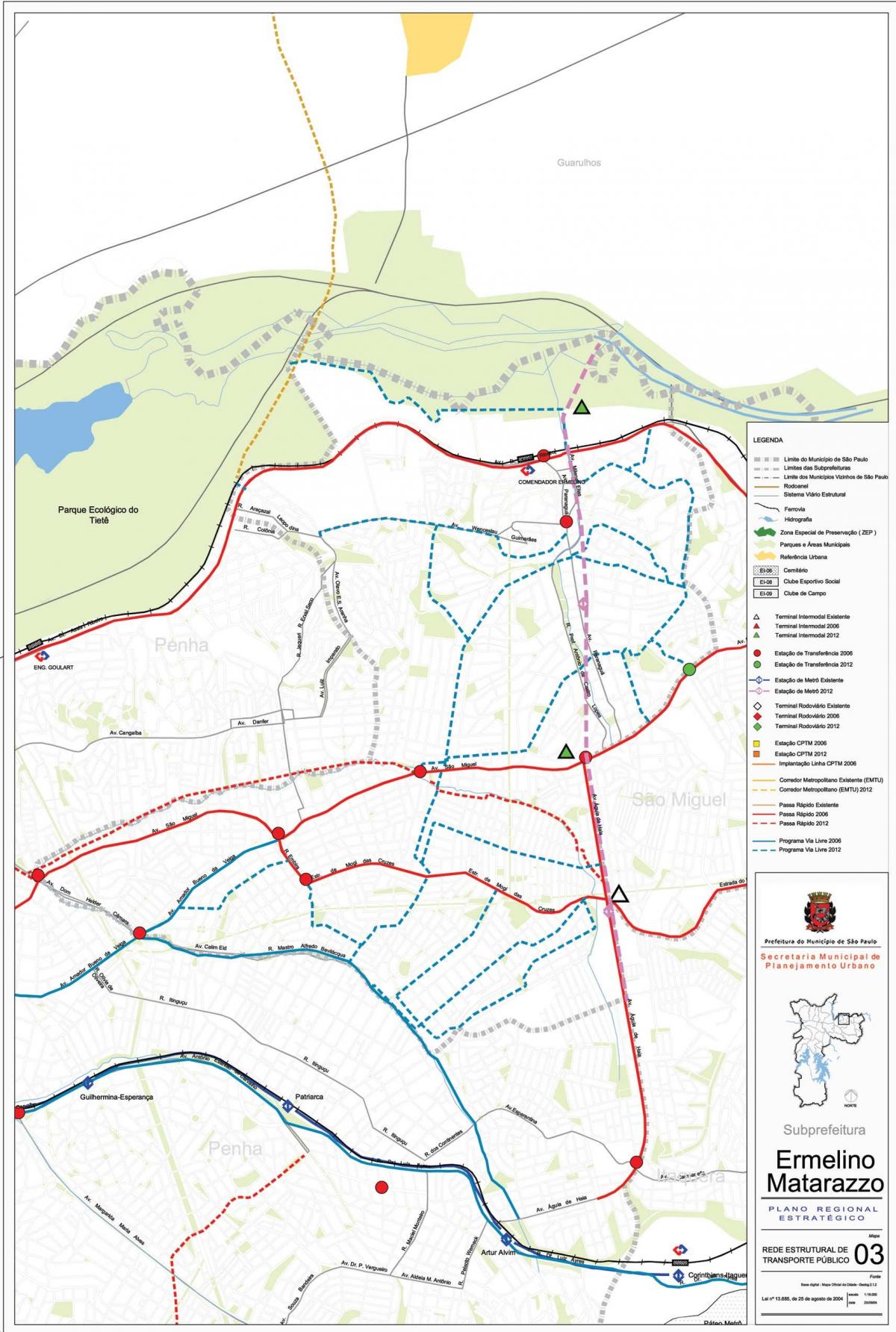 خريطة Ermelino Matarazzo ساو باولو - وسائل النقل العامة