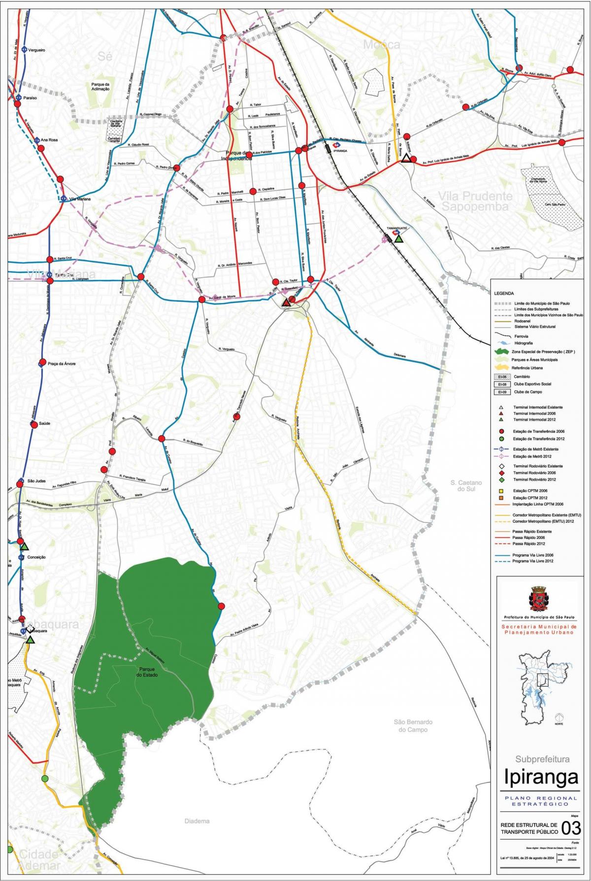 خريطة Ipiranga ساو باولو - وسائل النقل العامة