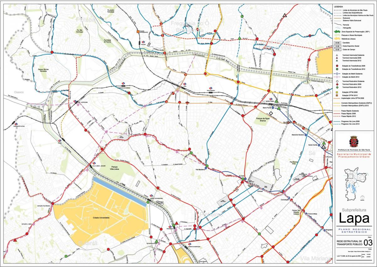 خريطة ابا ساو باولو - وسائل النقل العامة