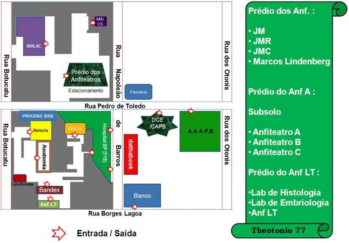 خريطة الجامعة الاتحادية في ساو باولو - UNIFESP