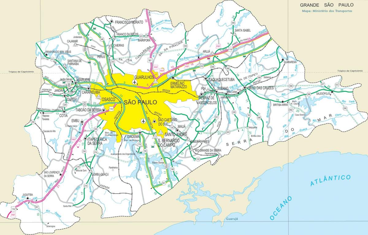 خريطة الطرق السريعة ضواحي ساو باولو