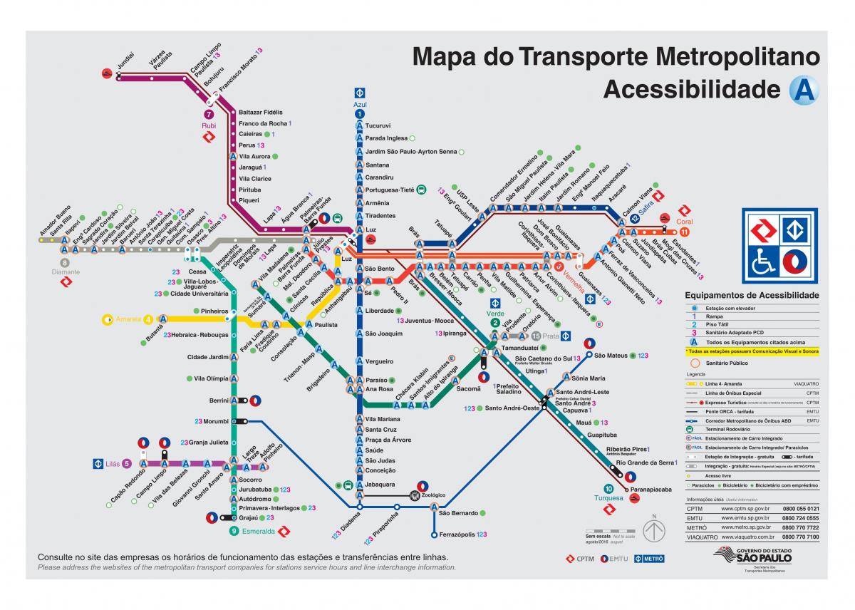 خريطة النقل ساو باولو - يمكن وصول ذوي الاحتياجات الخاصة