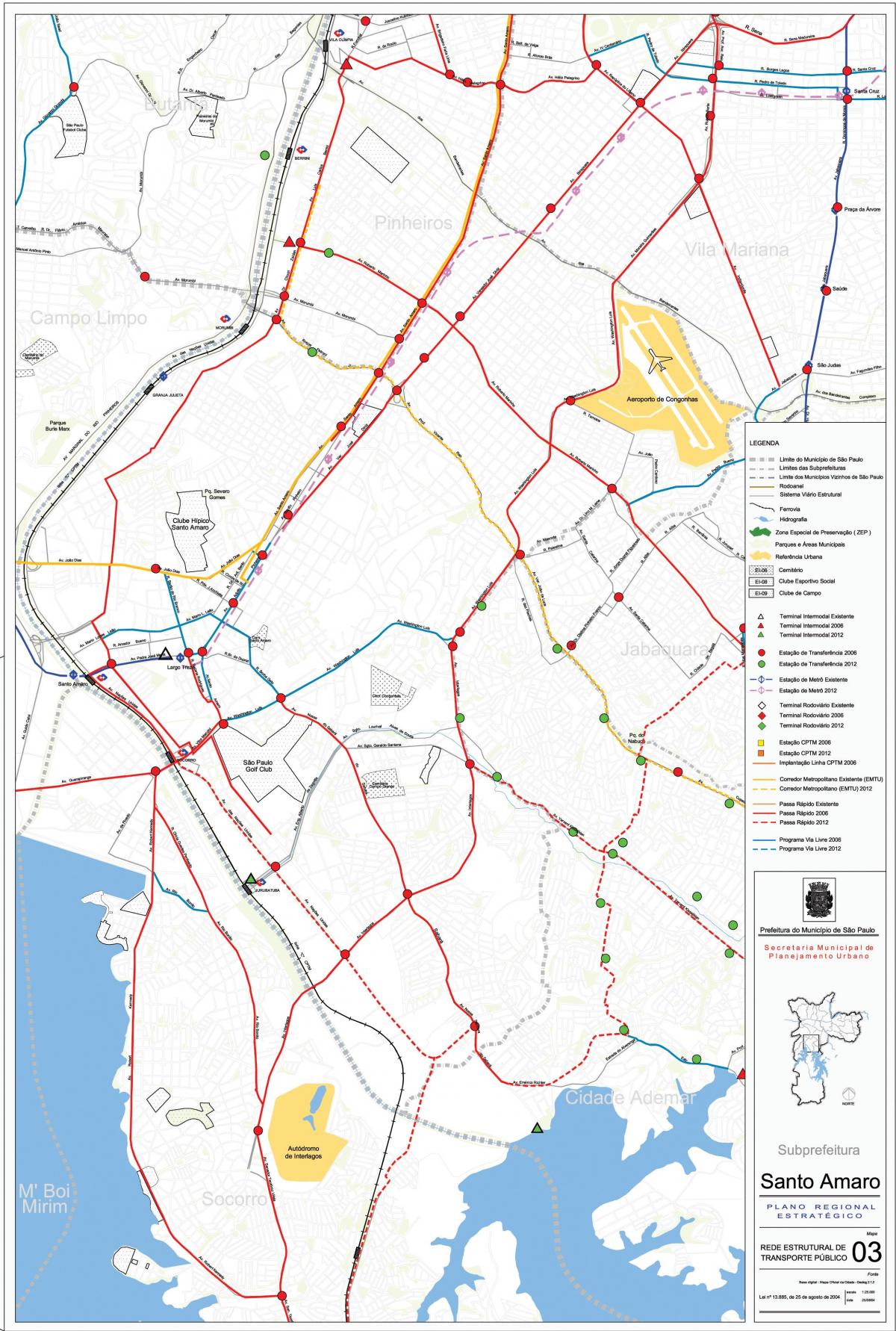 خريطة سانتو امارو ساو باولو - وسائل النقل العامة