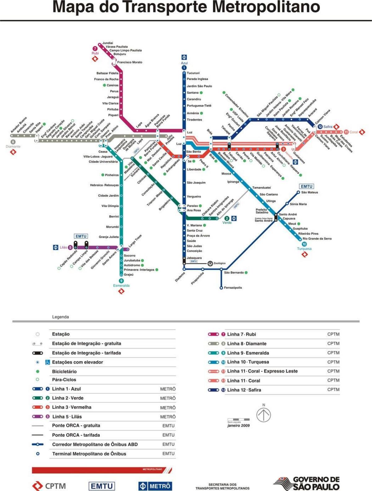 خريطة ساو باولو CPTM النقل