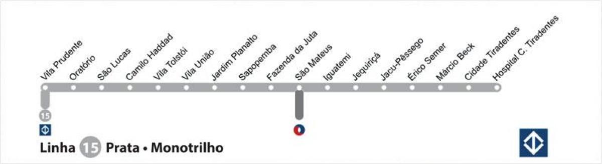 خريطة ساو باولو monorail - خط 15 - الفضة