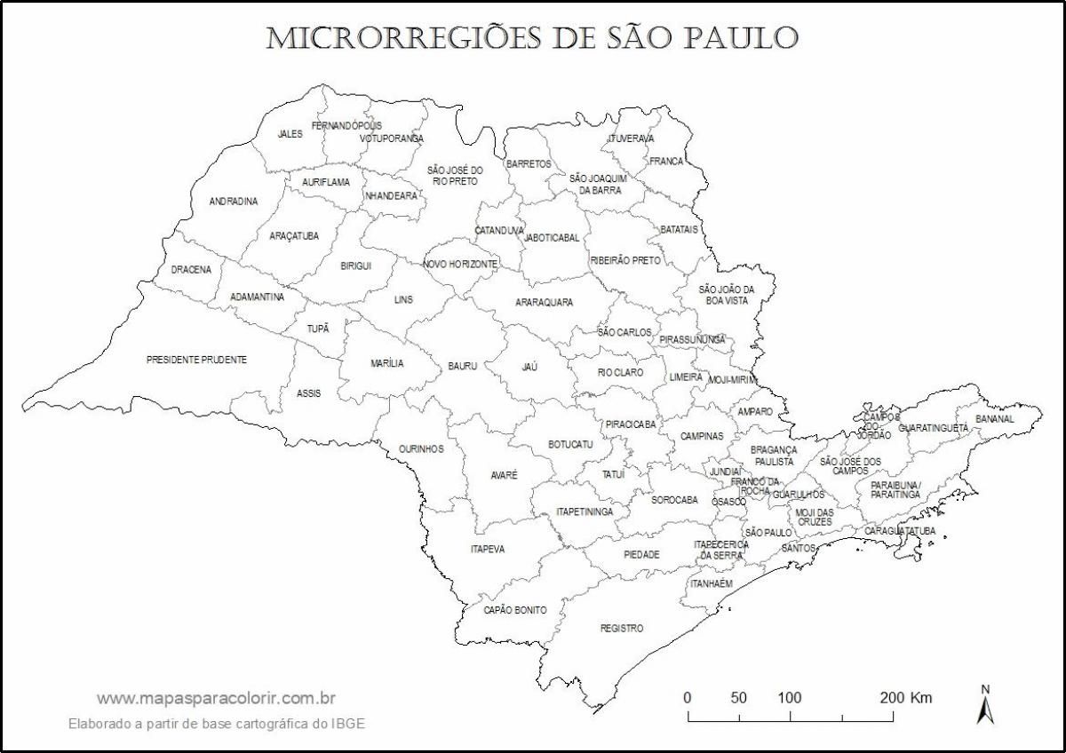خريطة ساو باولو العذراء - المناطق الصغيرة