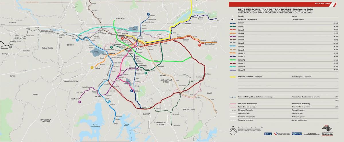 خريطة شبكة النقل في ساو باولو