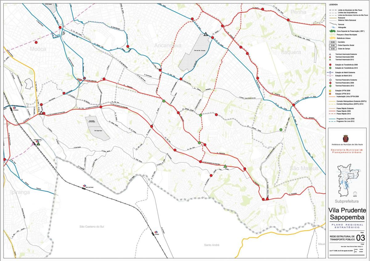 خريطة فيلا Prudente ساو باولو - وسائل النقل العامة