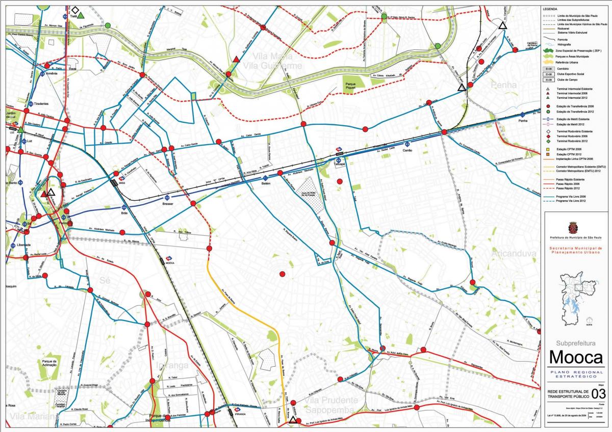 خريطة موكه ساو باولو - وسائل النقل العامة