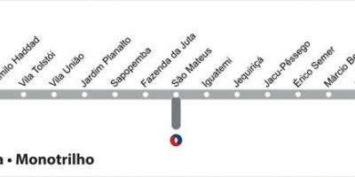 خريطة ساو باولو monorail - خط 15 - الفضة