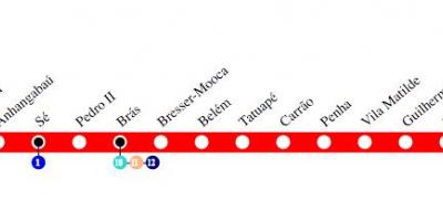 خريطة مترو ساو باولو خط 3 - أحمر