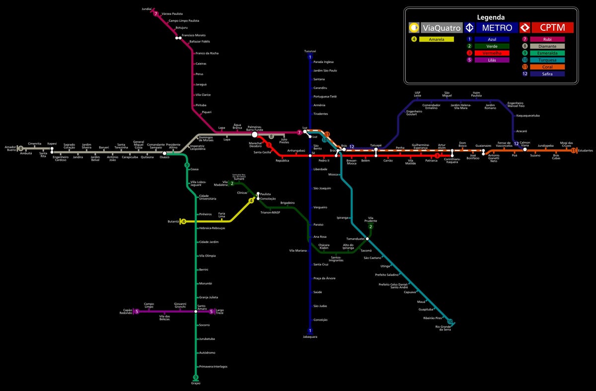 خريطة ساو باولو CPTM مترو