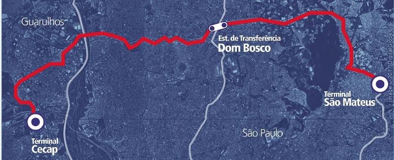 خريطة كوريدور BRT metropolitano Perimetral ليشتي