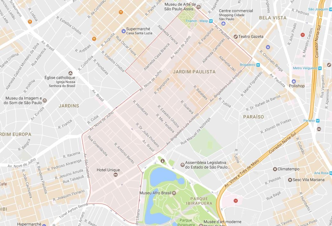 خريطة Jardim Paulista في مدينة ساو باولو