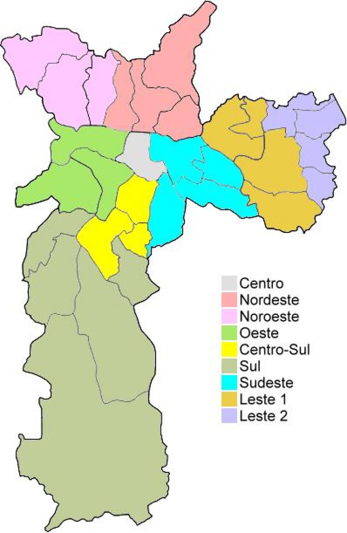 خريطة المناطق الإدارية في ساو باولو