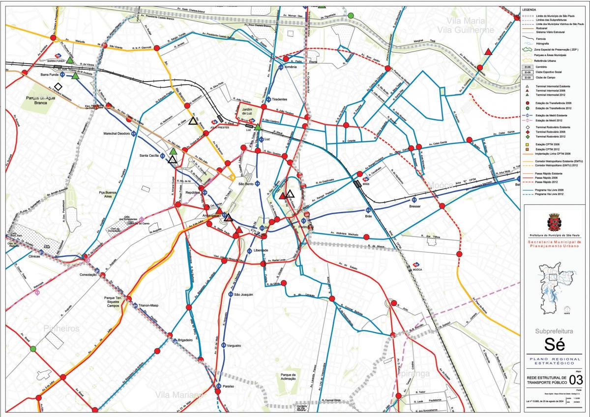 خريطة Sé ساو باولو - وسائل النقل العامة