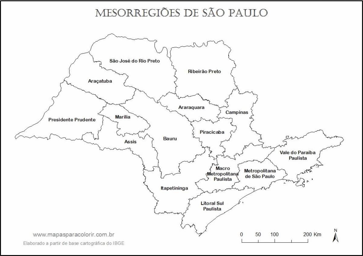 خريطة ساو باولو العذراء - أسماء المناطق