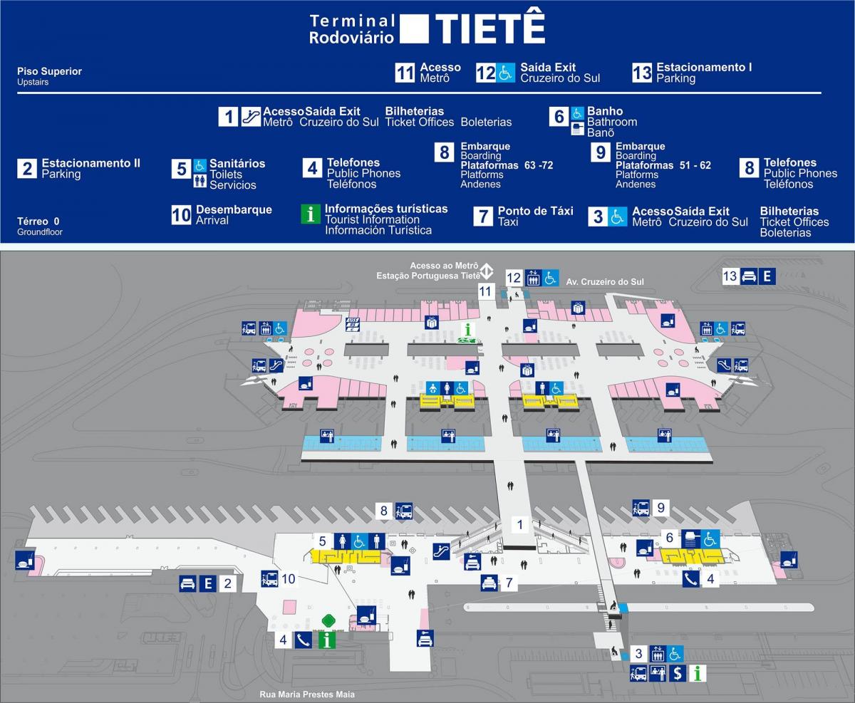 خريطة محطة حافلات تيت - الطابق العلوي